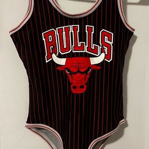 Vintage Chicago Bulls NBA Black with Red Stripes Bodysuit Limited Edition